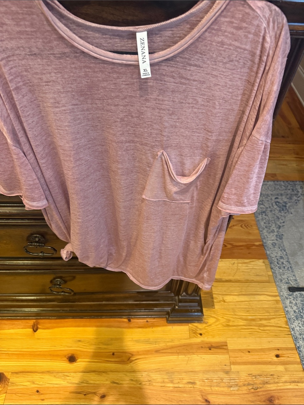 Zenana Outfitters Mauve Short Sleeve Pocket Tee